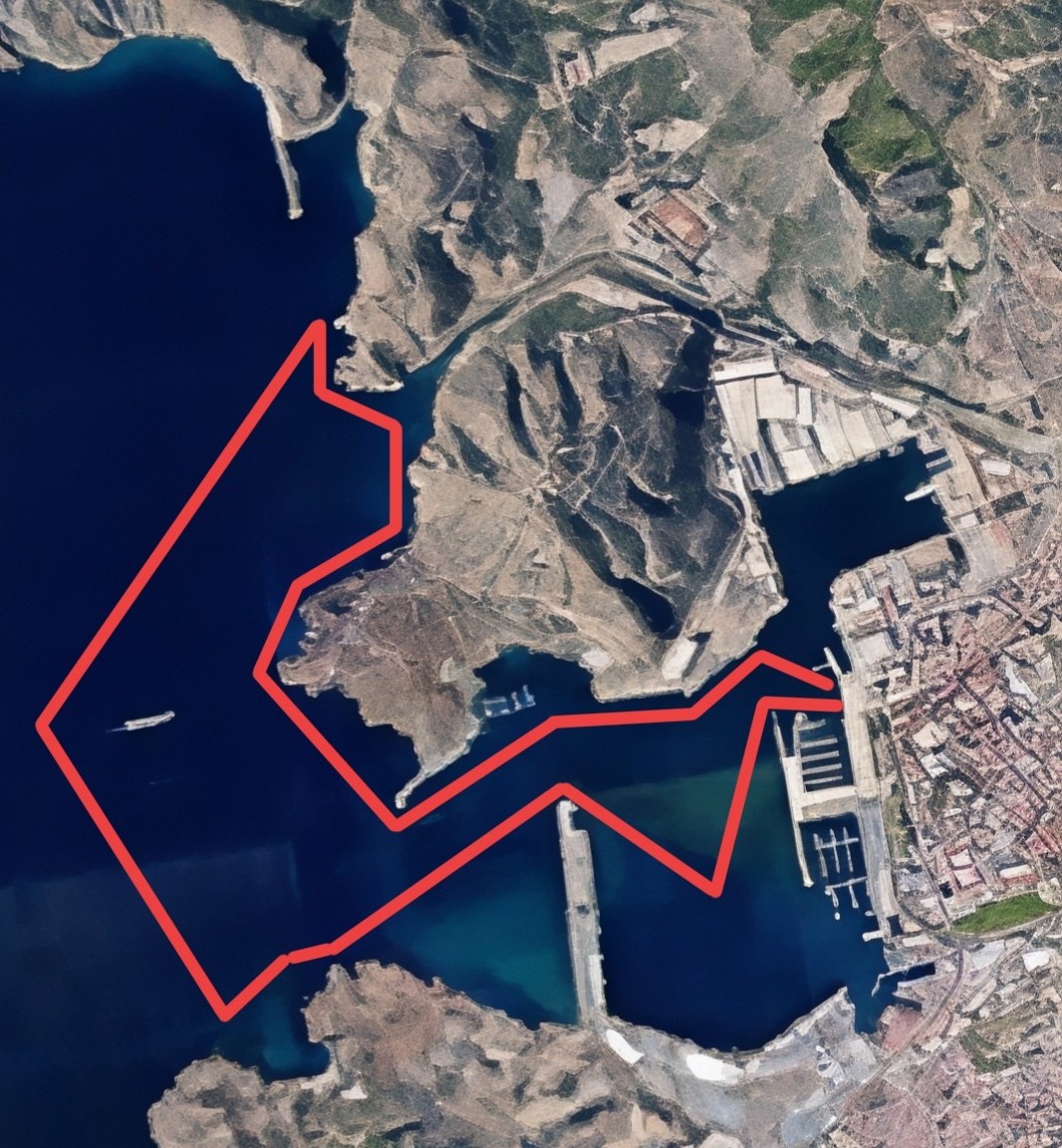 Vista aérea de la ruta de 45 minutos por la bahía de Cartagena